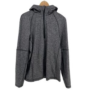 Lululemon Sweat Session Half Zip Hoodie Heathered Grey Size L Running Pullover